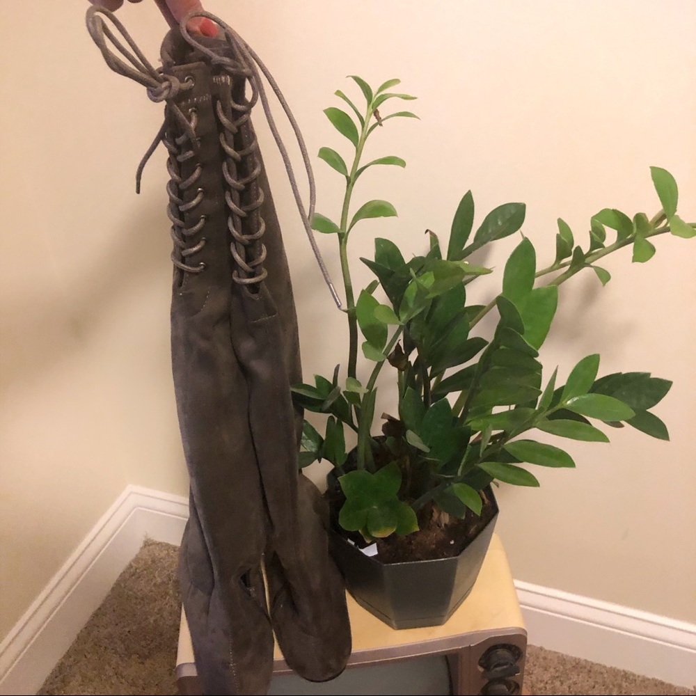 Over the knee suede boots